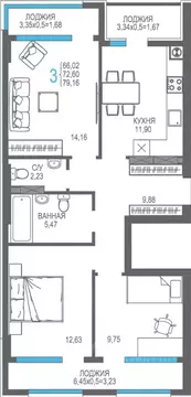 3-к кв. Крым, Алушта На Фонтанке жилой комплекс (72.6 м)