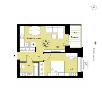 1-к кв. Коми, Сыктывкар Октябрьский просп., 137 (48.0 м)