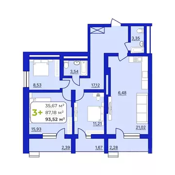 3-к кв. Башкортостан, Уфа Йондоз мкр,  (93.52 м)