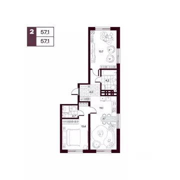 2-к кв. Тюменская область, Тюменский муниципальный округ, д. Дударева ...
