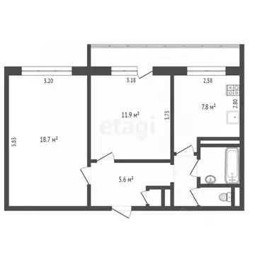 2-к кв. Архангельская область, Архангельск Советская ул., 34 (50.0 м)