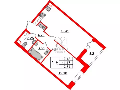 1-комнатная квартира: Санкт-Петербург, Октябрьская наб. / ул. Дыбенко ...