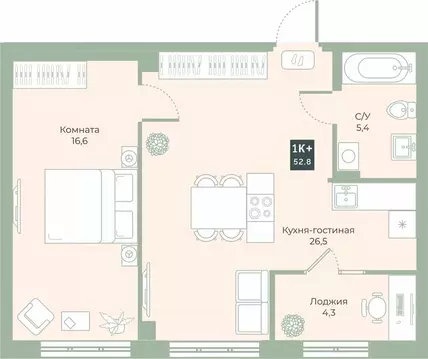 1-к кв. Курганская область, Курган Заозерный жилрайон, 6А мкр, ул. ...