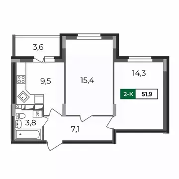 2-к кв. Владимирская область, Владимир бул. Сталинградский, 7 (51.9 м)