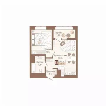 1-к кв. Тульская область, Тула Кулик жилой комплекс (36.0 м)