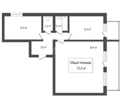 2-комнатная квартира: Северск, Коммунистический проспект, 83 (40.6 м)