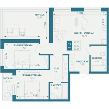 2-комнатная квартира: Краснодар, посёлок Берёзовый, микрорайон ...