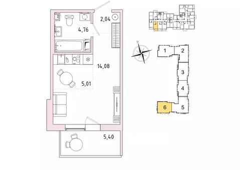 1-к кв. Ленинградская область, Гатчина Въезд мкр,  (27.51 м)