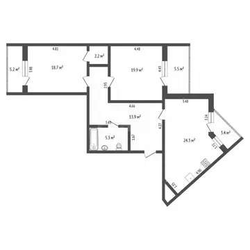 2-к кв. Тюменская область, Тюмень ул. Евгения Богдановича, 16 (95.0 м)