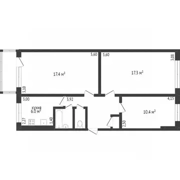 3-к кв. Белгородская область, Белгород ул. Щорса, 2а (61.5 м)