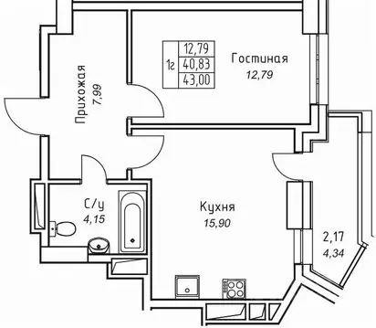1-к кв. Саха (Якутия), Якутск 11-й кв-л,  (43.0 м)