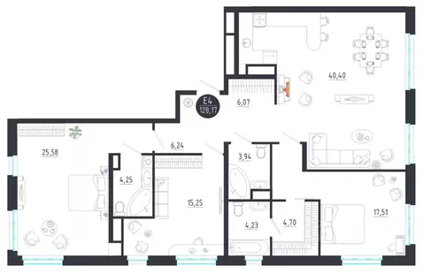 3-к кв. Тульская область, Тула  (128.17 м)