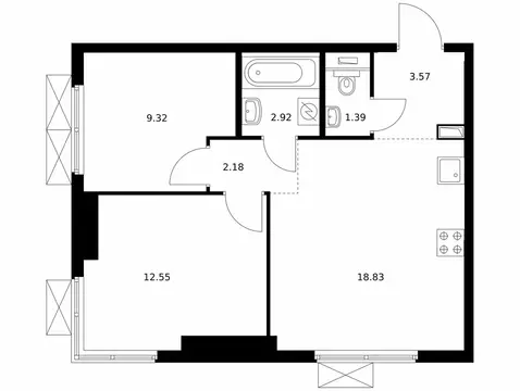 2-комнатная квартира: Москва, Очаковское шоссе, 5к1 (50.5 м)