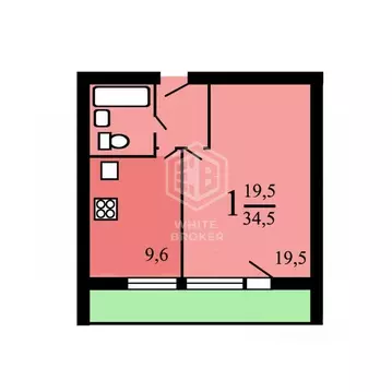 1-комнатная квартира: Видное, Строительная улица, 25 (34.5 м)
