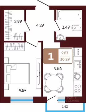 1-к кв. Башкортостан, Иглинский район, с. Акбердино  (30.27 м)