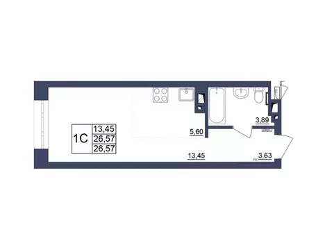 Студия Башкортостан, Уфа Космос жилой комплекс, лит1 (26.66 м)