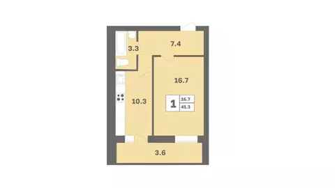 1-к кв. Башкортостан, Уфа Дагестанская ул., лит12 (41.3 м)