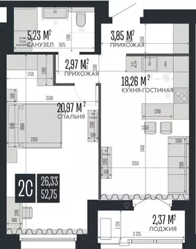 2-к кв. Алтайский край, Барнаул Опера Резиденс жилой комплекс, БС3 ...
