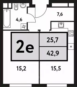 2-к кв. Москва Фестивальная ул., 15к5А (42.9 м)