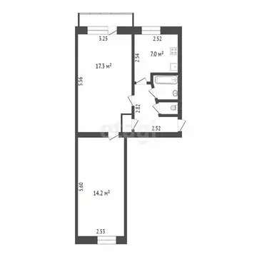 2-комнатная квартира: Тюмень, улица Карла Маркса, 123 (46.4 м)