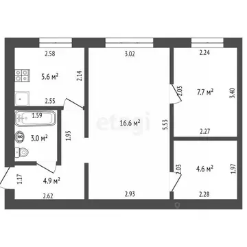 2-к кв. Башкортостан, Стерлитамак просп. Ленина, 26 (42.4 м)