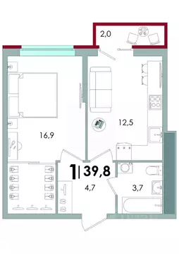 1-к кв. Тверская область, Тверь ул. С.Я. Лемешева, 6 (39.8 м)
