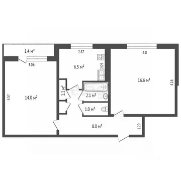 2-к кв. Мордовия, Саранск ул. Коваленко, 52 (49.29 м)