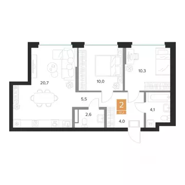 2-к кв. Курская область, Курск Парковый квартал Чувства жилой комплекс ...