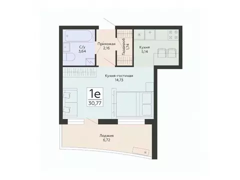 Студия Воронежская область, Воронеж ул. Туполева, 5Н (30.77 м)