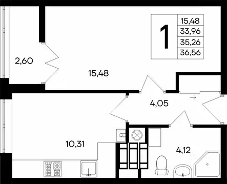 1-к кв. Крым, Евпатория Сезоны жилой комплекс (36.56 м)