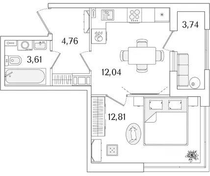 1-к кв. Санкт-Петербург Гранат жилой комплекс (35.09 м)