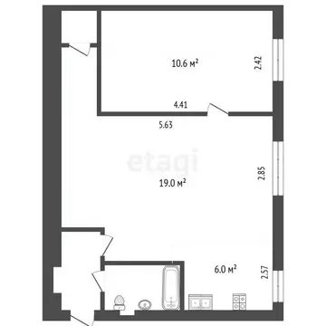 2-к кв. Челябинская область, Челябинск ул. 60-летия Октября, 10 (41.2 ...