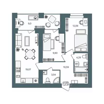 2-к кв. Ярославская область, Ярославль пос. Павловский, Волга-Лайф ...