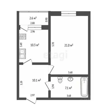 1-к кв. Самарская область, Самара ул. Казачья, 2 (48.5 м)