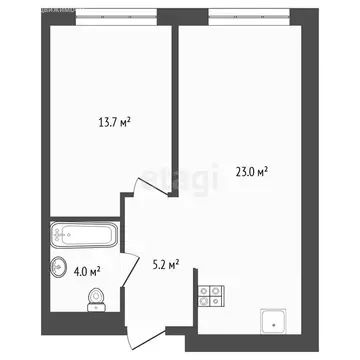 1-комнатная квартира: Тюмень, улица Ветеранов Труда, 36к1 (45.9 м)