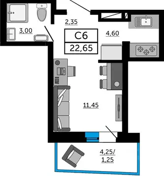 Студия Ростовская область, Ростов-на-Дону Донской Арбат 2 жилой ...