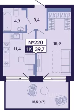 1-к кв. Саха (Якутия), Якутск ул. Новопортовская, 1Д (39.7 м)
