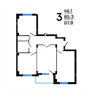 3-к кв. Воронежская область, Воронеж ул. Историка Костомарова, 46/3 ...