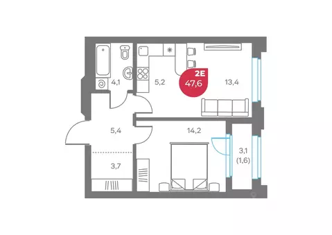 2-к кв. Пермский край, Пермь Советская ул., 16 (47.6 м)