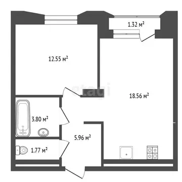 1-комнатная квартира: Тюмень, улица Судостроителей, 48 (42.7 м)