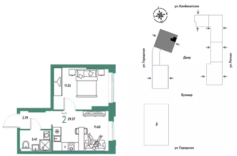 2-к кв. Свердловская область, Екатеринбург муниципальное образование, ...