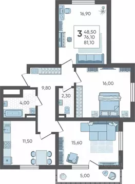 3-к кв. Краснодарский край, Сочи городской округ Горный Квартал жилой ...