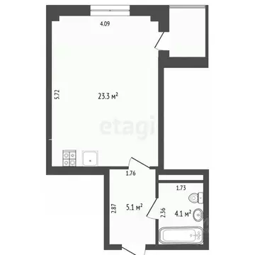 Студия Тюменская область, Тюмень проезд Геологоразведчиков, 44А (32.5 ...