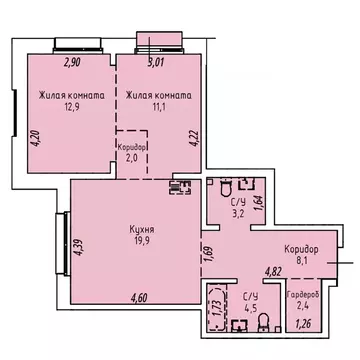 2-к кв. Иркутская область, Иркутск Култукская ул., 16 (64.8 м)