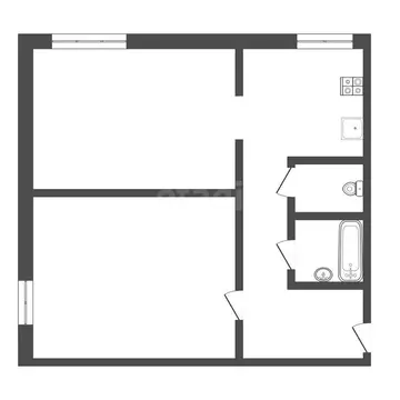 2-комнатная квартира: Ефремов, улица Горького, 76 (46.6 м)