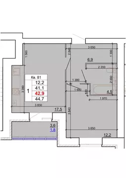 1-к кв. Костромская область, Кострома Кинешемское ш., 88 (42.9 м)