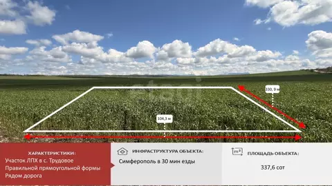 Участок в Крым, Симферопольский район, с. Трудовое  (337.61 сот.)