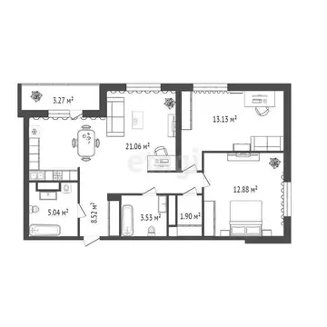 2-комнатная квартира: Тюмень, улица Героев Сталинградской Битвы, 7 ...