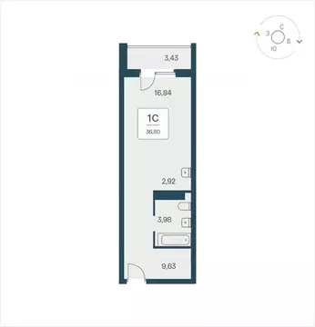 Студия Новосибирская область, Новосибирск Красный просп., 180 (37.1 м)