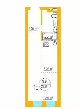 1-к кв. Башкортостан, Уфа ул. Аксакова, 79 (26.59 м)